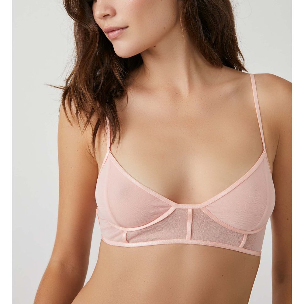 🎉 LAST CHANCE🎉 FREE PEOPLE Moonlight Mesh Corset Bra / Pink Frosting - Picture 4 of 5